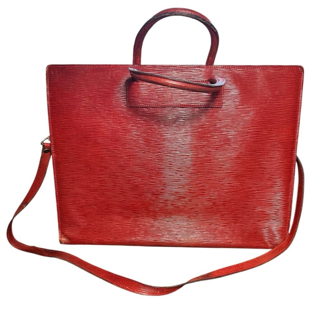 Vintage I Ponti Firenze Red Epi Leather Briefcase Bag Handbag Italy AS IS